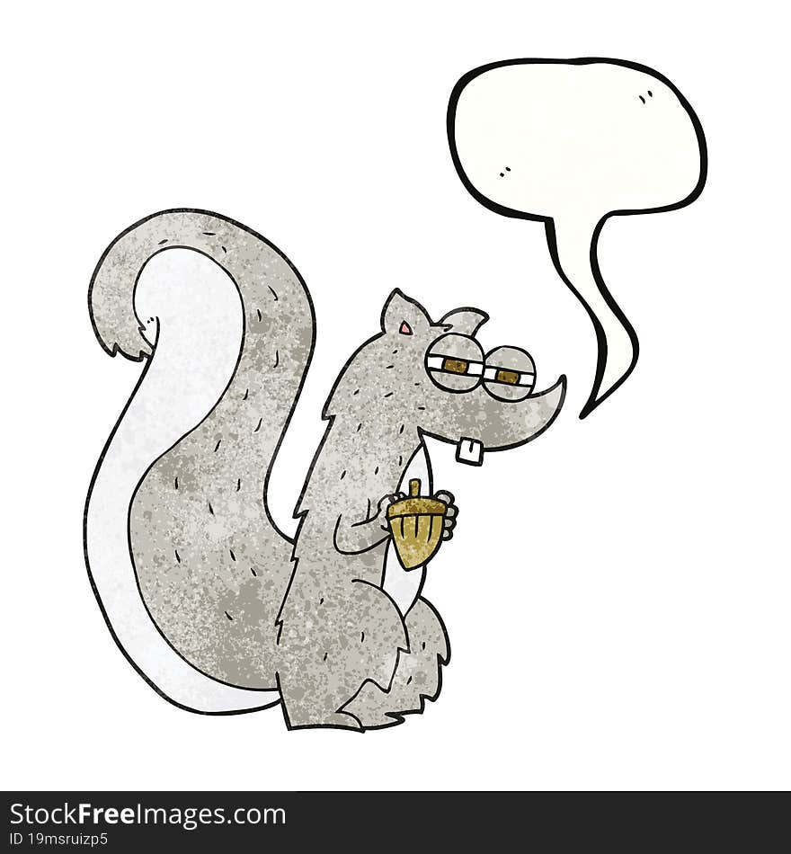 Speech Bubble Textured Cartoon Squirrel With Nut