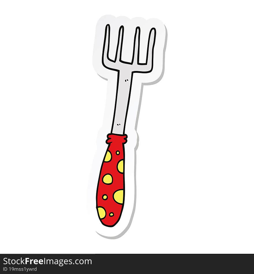 sticker of a cartoon fork