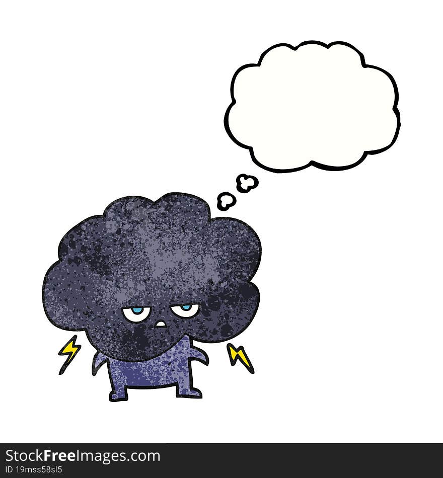 Thought Bubble Textured Cartoon Raincloud