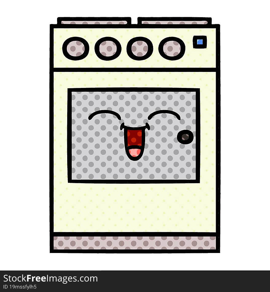 comic book style cartoon kitchen oven