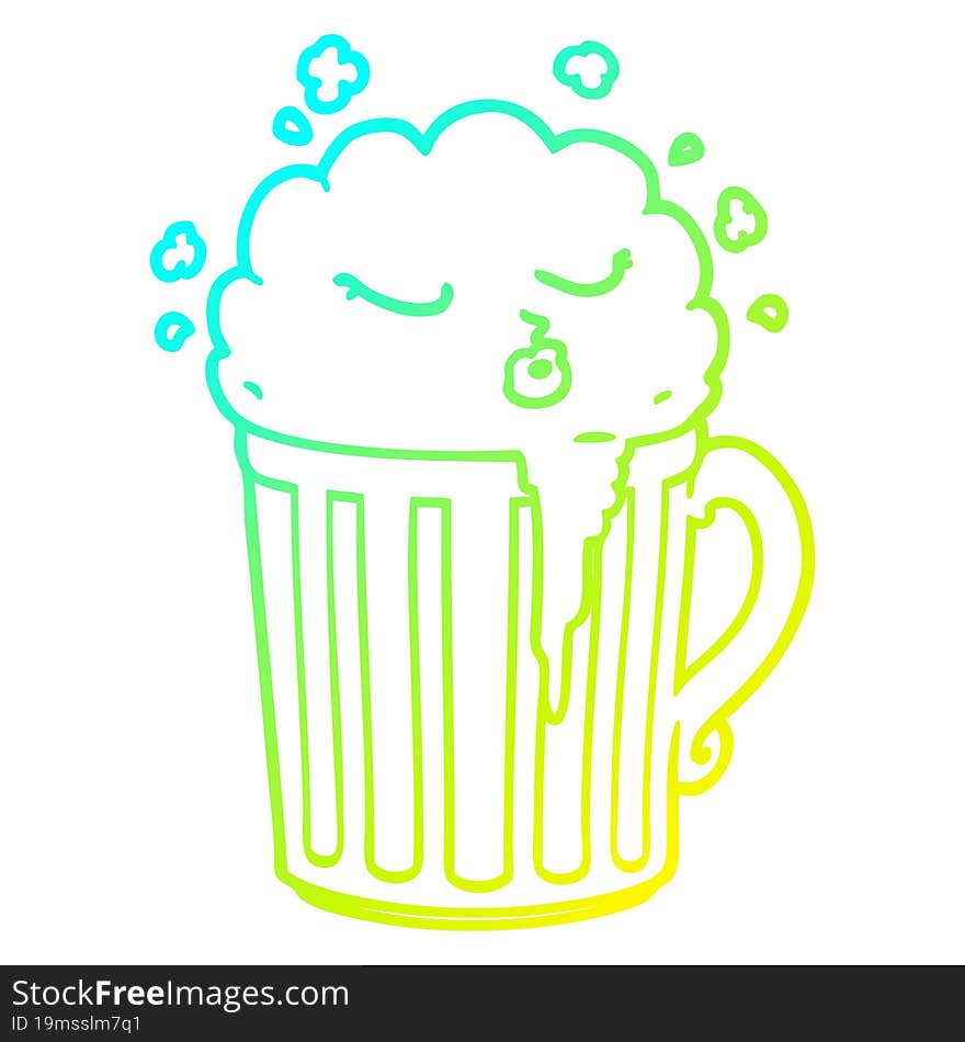 cold gradient line drawing cartoon mug of beer