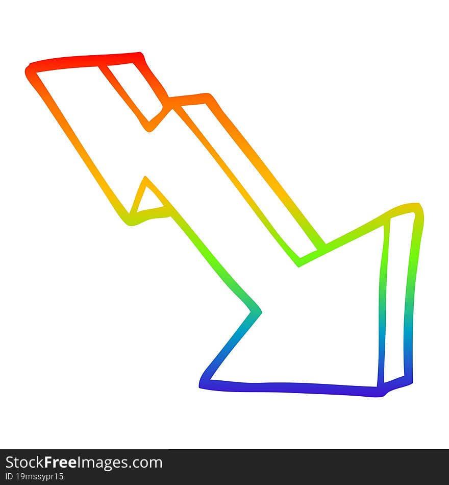 rainbow gradient line drawing cartoon business loss arrow