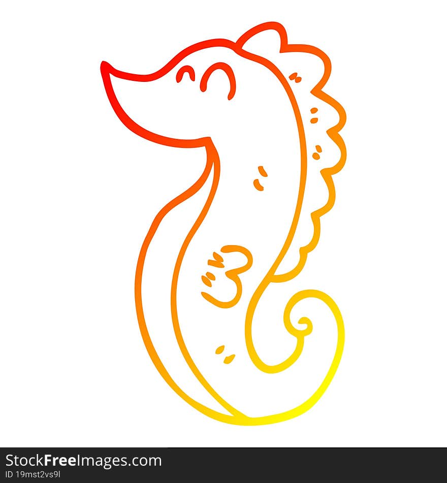 warm gradient line drawing cartoon sea horse