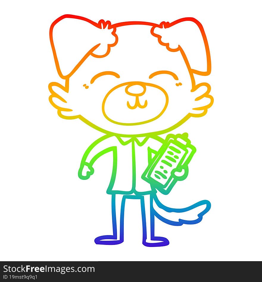 Rainbow Gradient Line Drawing Cartoon Dog Manager