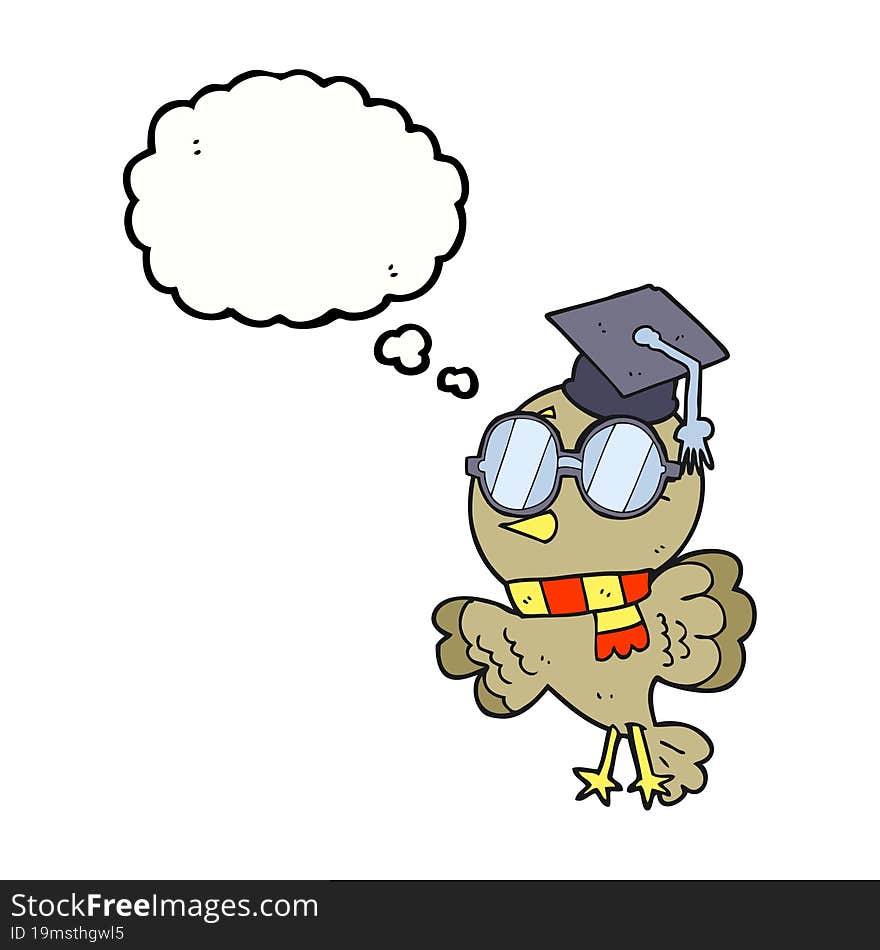 cute thought bubble cartoon well educated bird