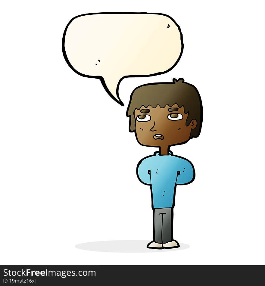 cartoon unhappy man with speech bubble