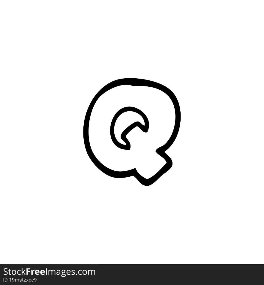 line drawing cartoon letter q