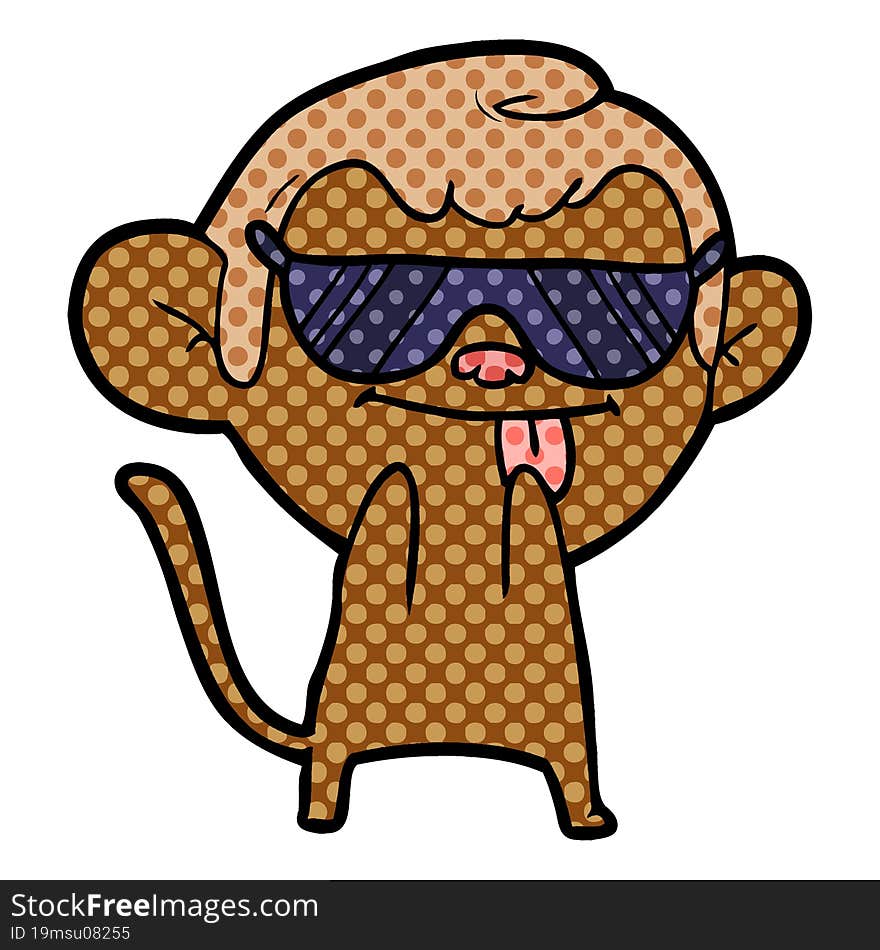 funny cartoon monkey wearing shades. funny cartoon monkey wearing shades