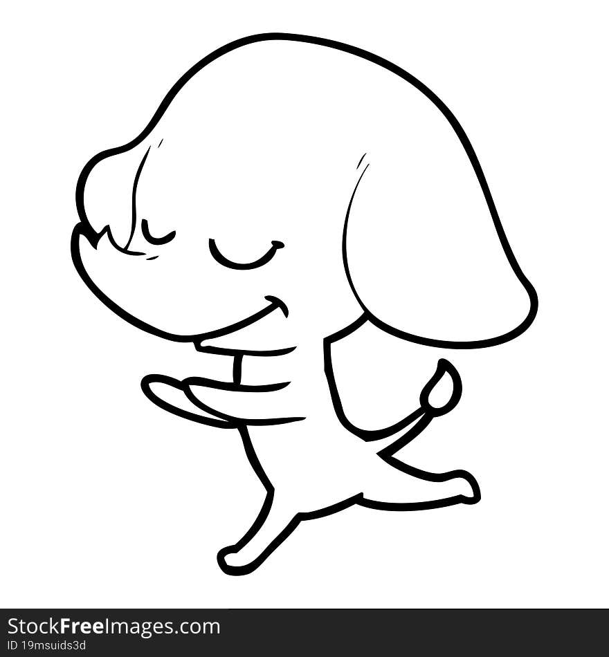 cartoon smiling elephant running. cartoon smiling elephant running