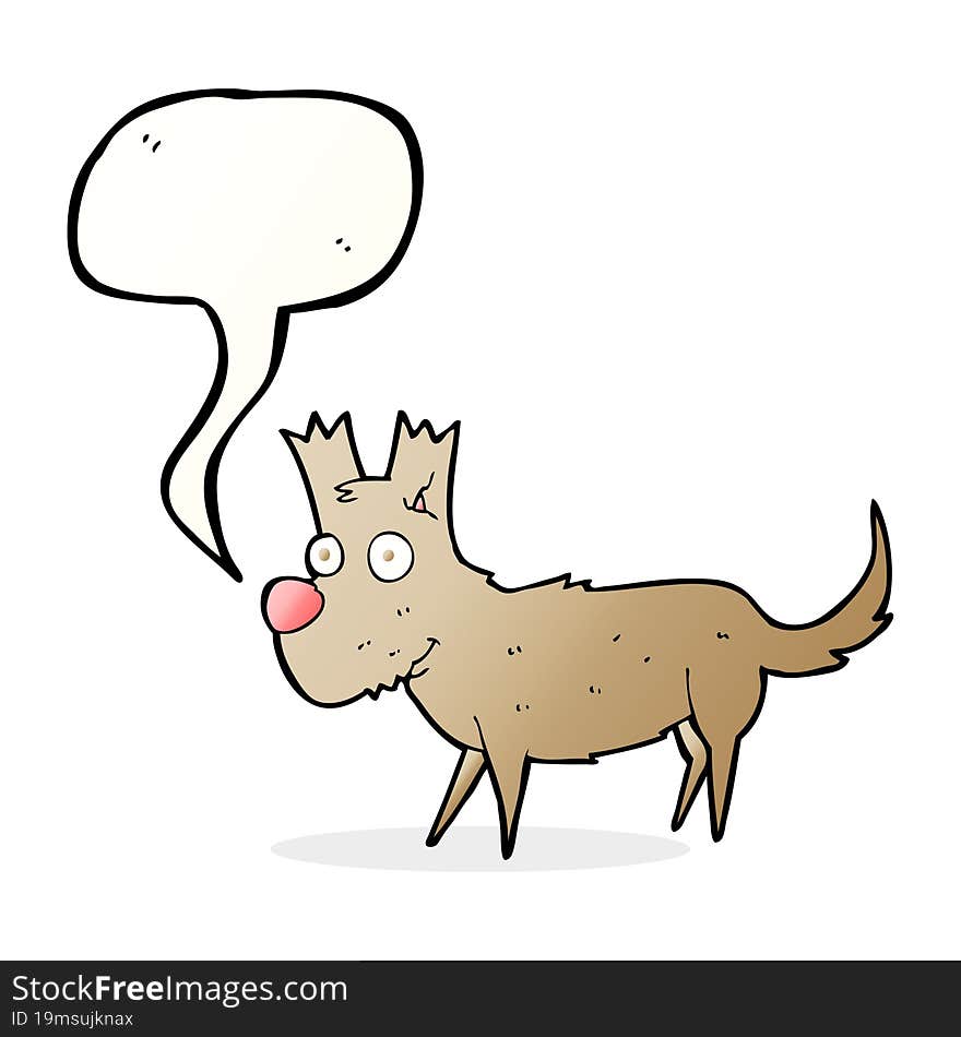 Cartoon Cute Little Dog With Speech Bubble