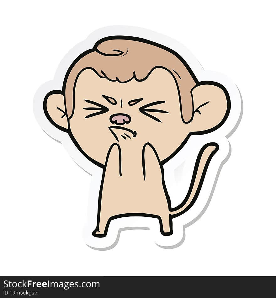 Sticker Of A Cartoon Annoyed Monkey