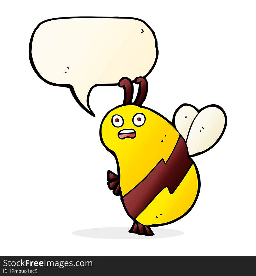 funny cartoon bee with speech bubble