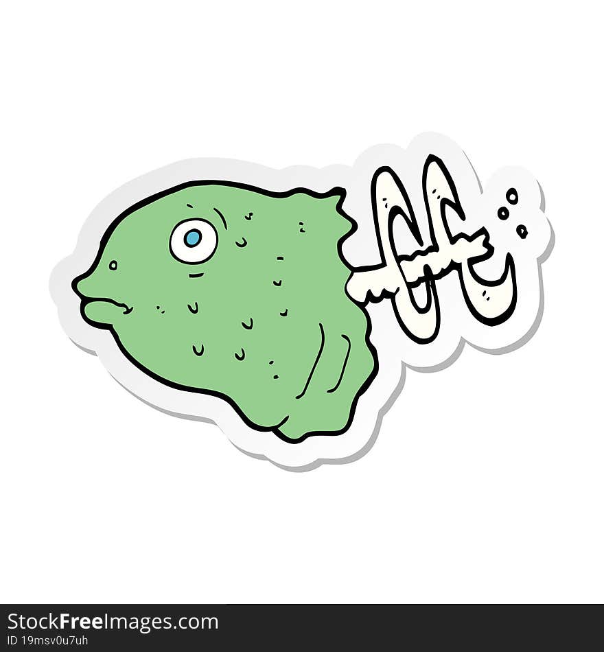 sticker of a cartoon fish head