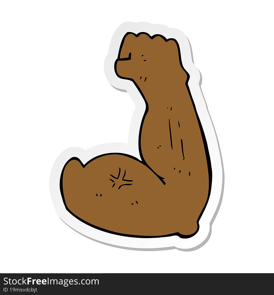 sticker of a flexing strong arm cartoon