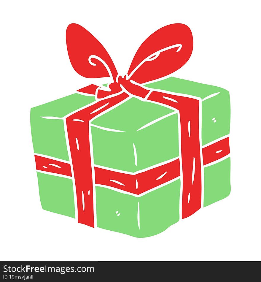 flat color style cartoon wrapped gift