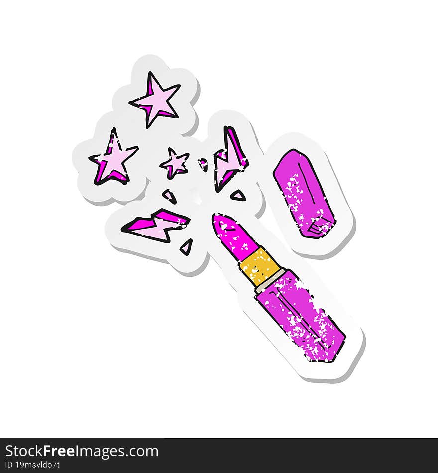 Retro Distressed Sticker Of A Cartoon Vivid Lipstick