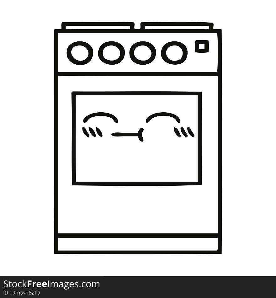 line drawing cartoon kitchen oven