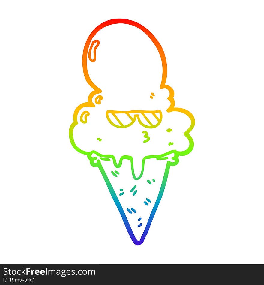 rainbow gradient line drawing cartoon cool ice cream