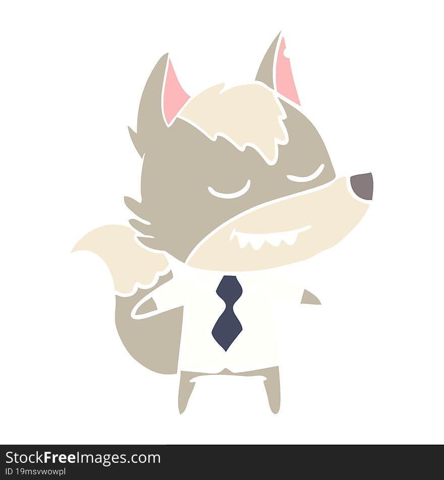 Friendly Flat Color Style Cartoon Boss Wolf