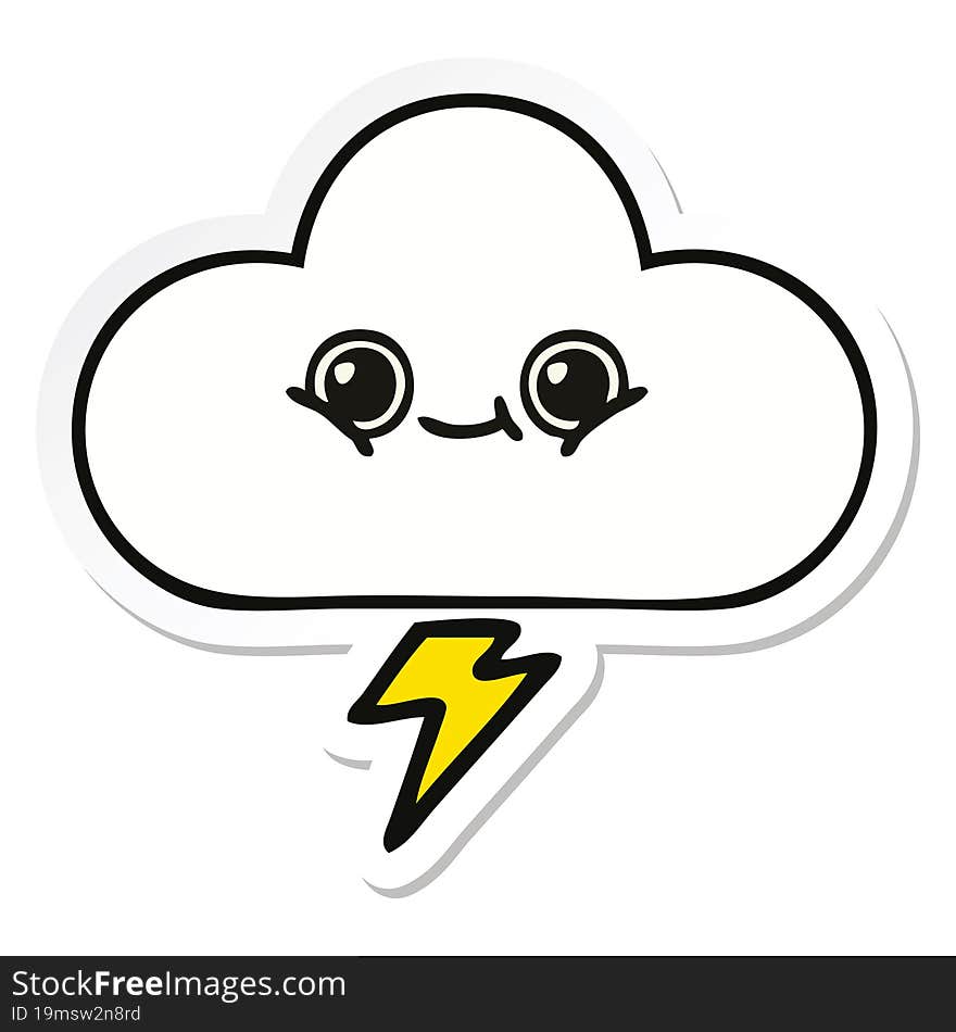 sticker of a cute cartoon storm cloud