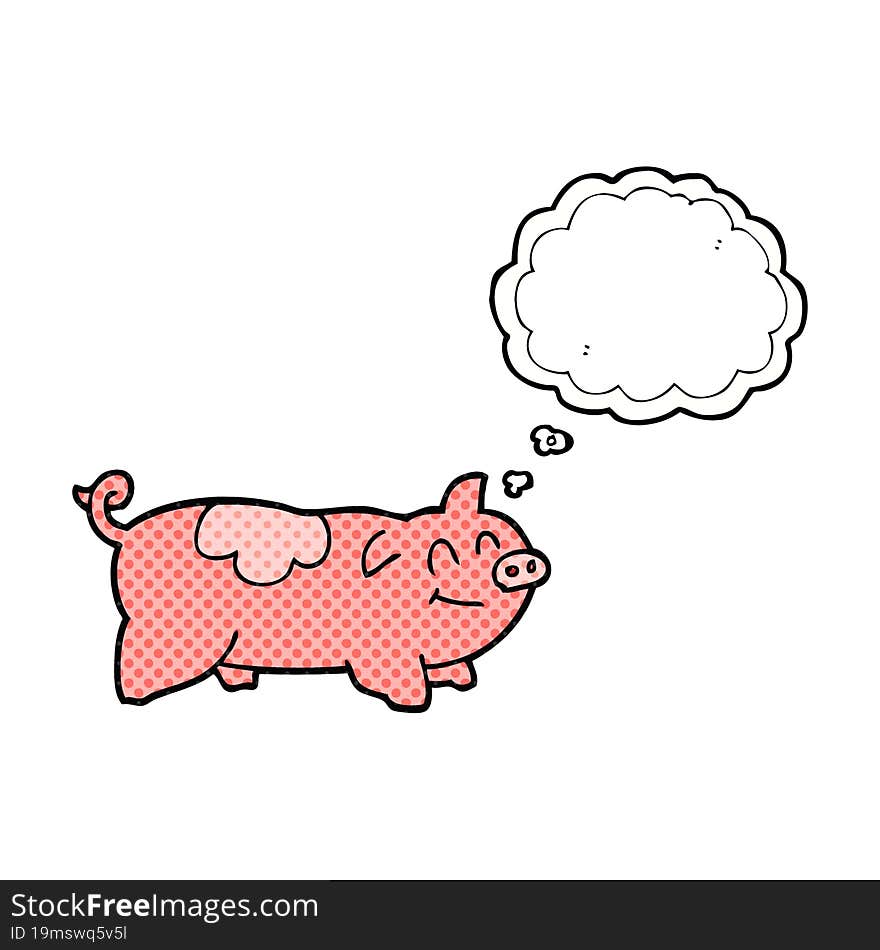 freehand drawn thought bubble cartoon pig