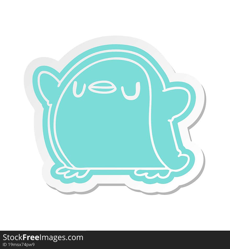 Cartoon Sticker Kawaii Of A Cute Penguin