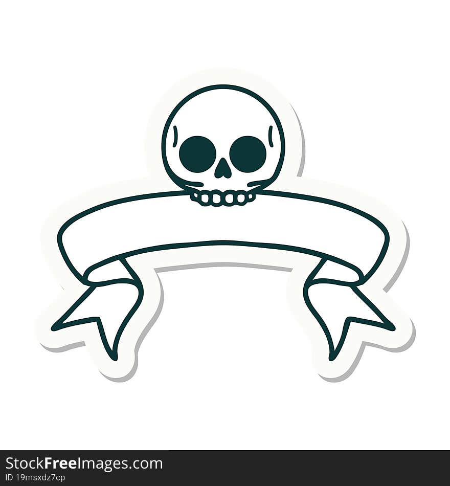 tattoo sticker with banner of a skull