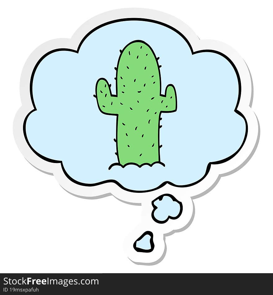 cartoon cactus and thought bubble as a printed sticker