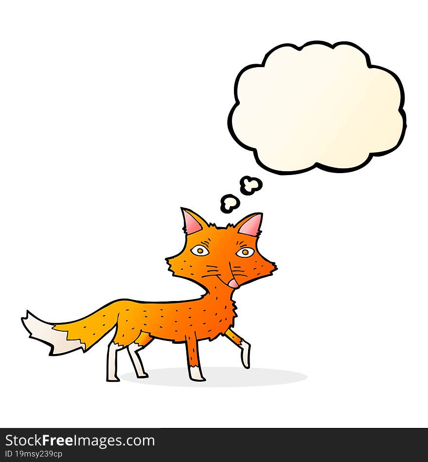 cartoon little fox with thought bubble