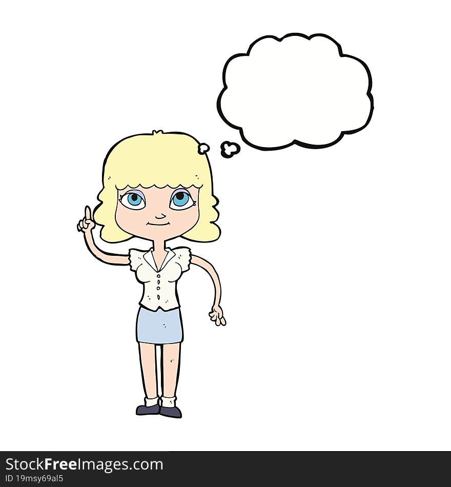 cartoon woman with idea with thought bubble