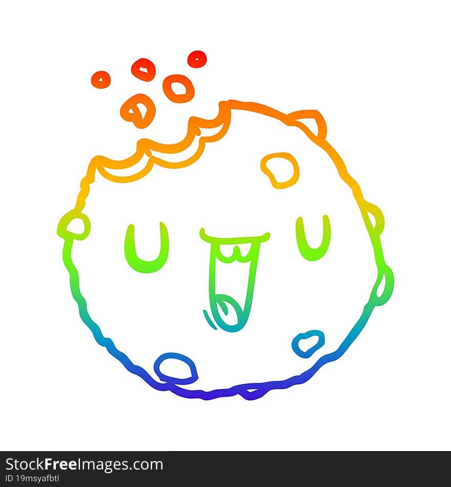 Rainbow Gradient Line Drawing Cartoon Cookie