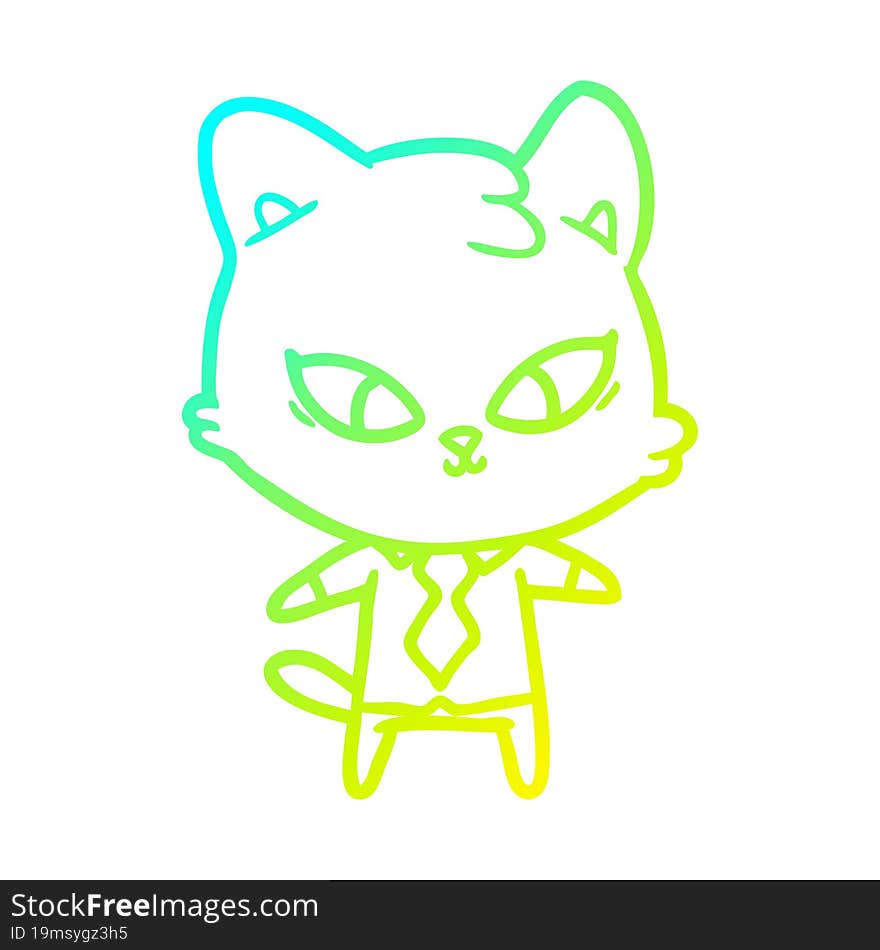 Cold Gradient Line Drawing Cute Cartoon Cat