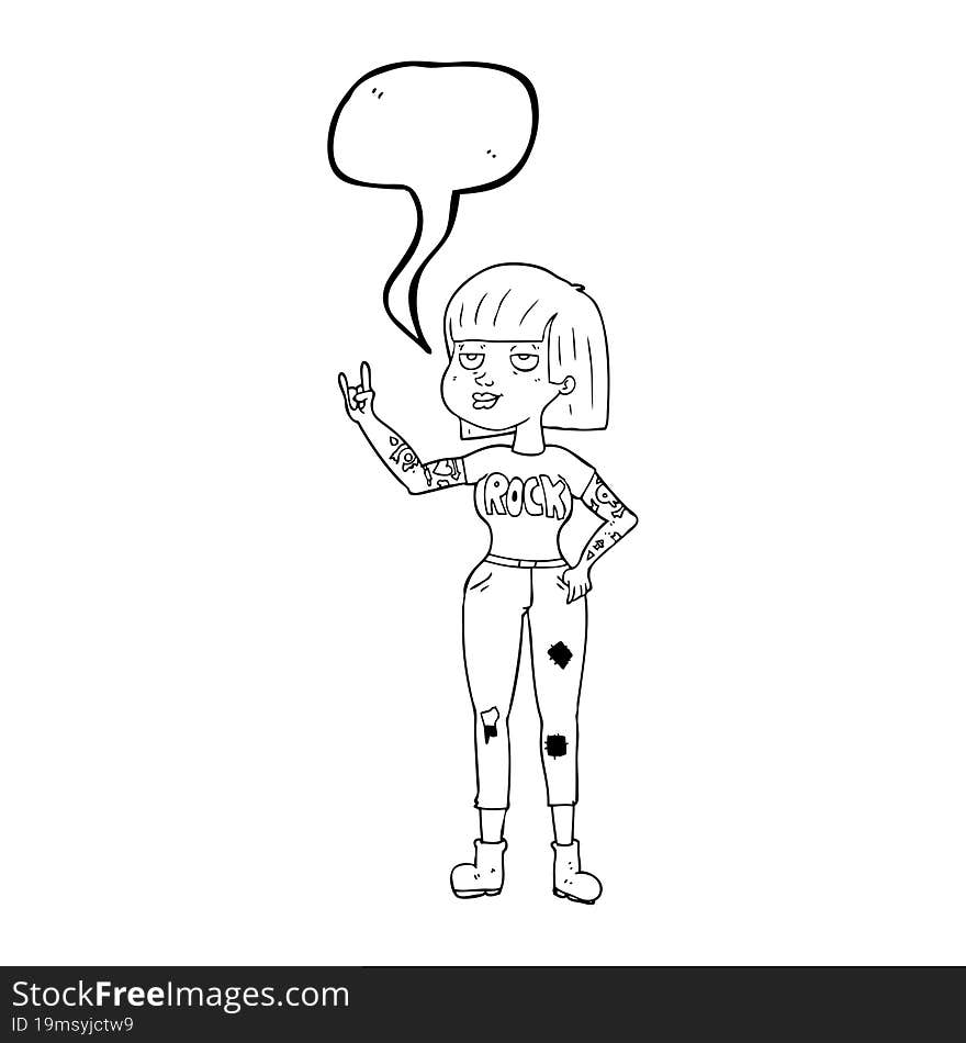 Speech Bubble Cartoon Rock Girl