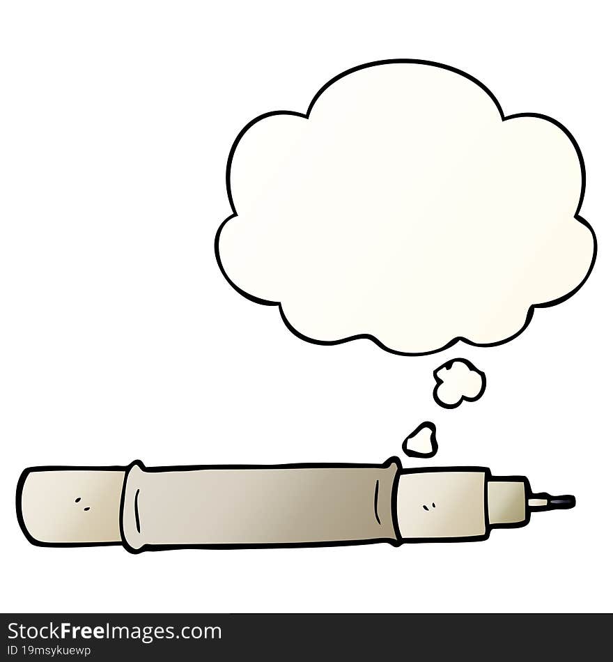 cartoon pen and thought bubble in smooth gradient style