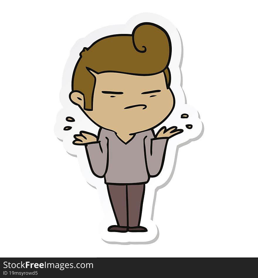 sticker of a cartoon cool guy with fashion hair cut