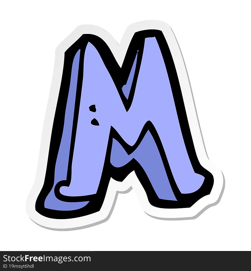 sticker of a cartoon letter M