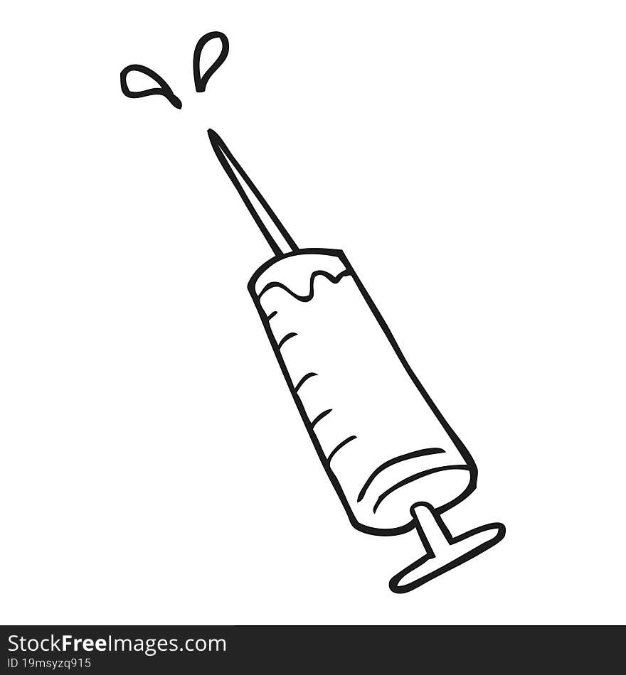 black and white cartoon medical needle