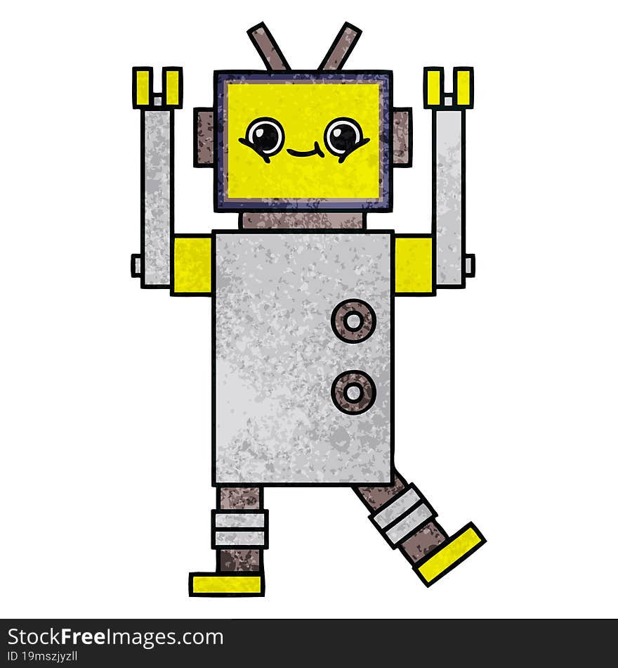 Retro Grunge Texture Cartoon Robot