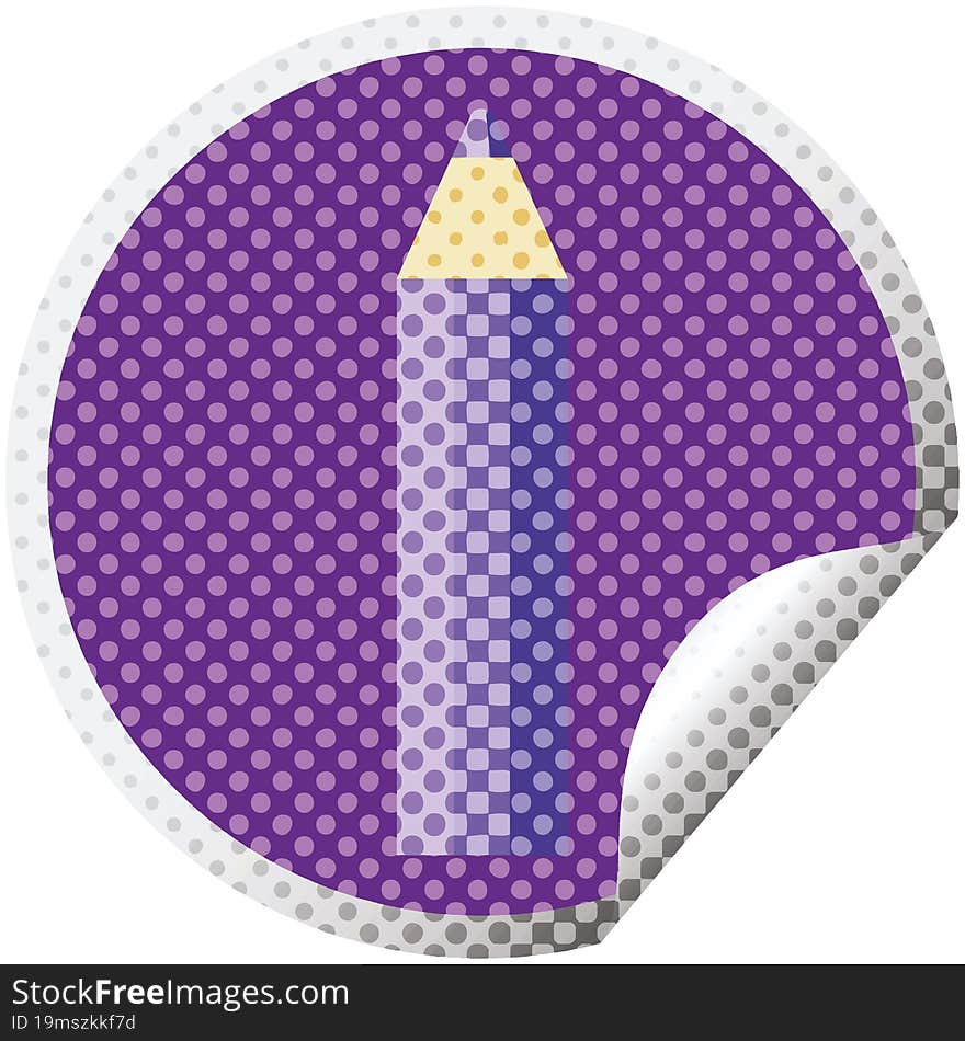 purple coloring pencil graphic vector illustration circular sticker. purple coloring pencil graphic vector illustration circular sticker