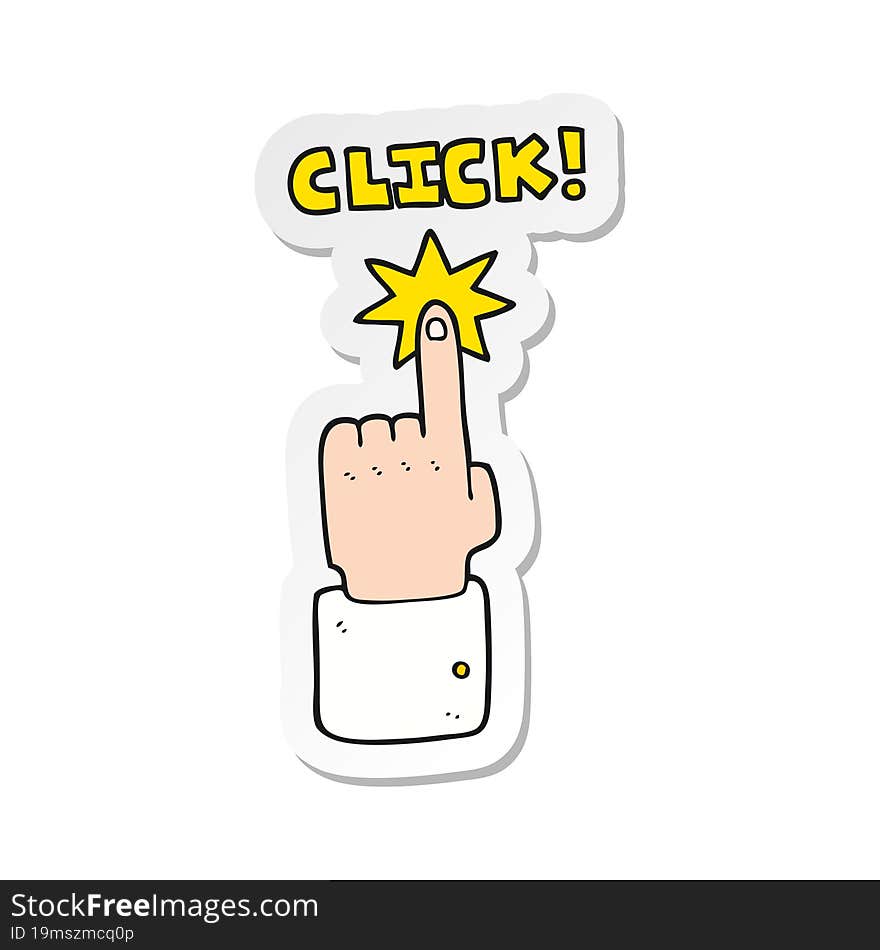 sticker of a cartoon click sign with finger