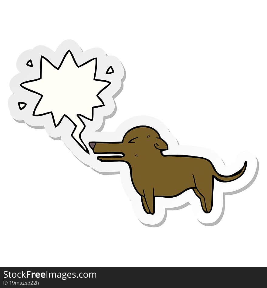 cartoon dog and speech bubble sticker