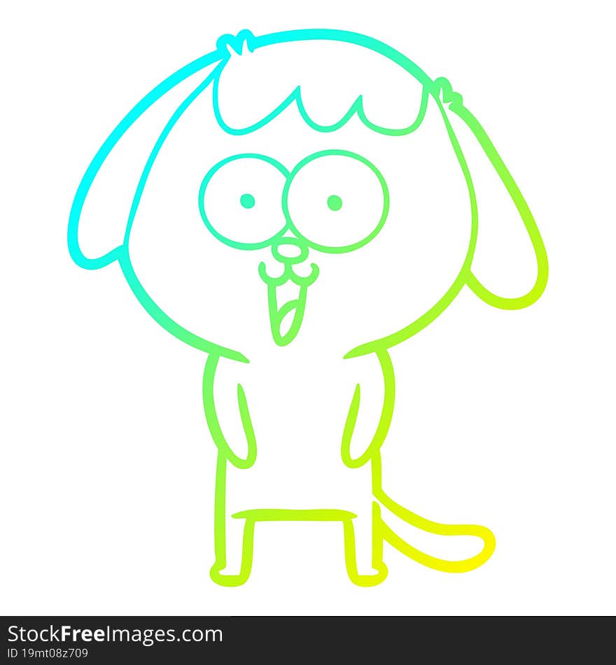 cold gradient line drawing of a cute cartoon dog