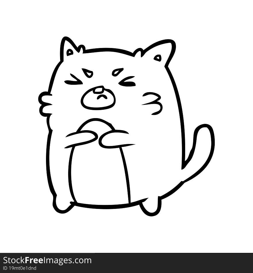 line drawing of a angry cat. line drawing of a angry cat