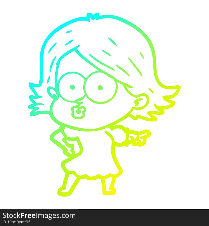 cold gradient line drawing cartoon girl pouting