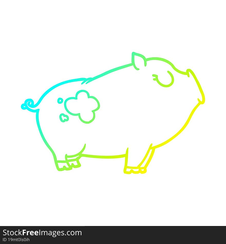 Cold Gradient Line Drawing Cartoon Pig