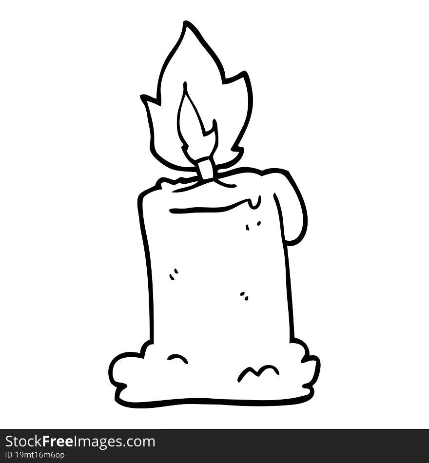 line drawing cartoon burning candle