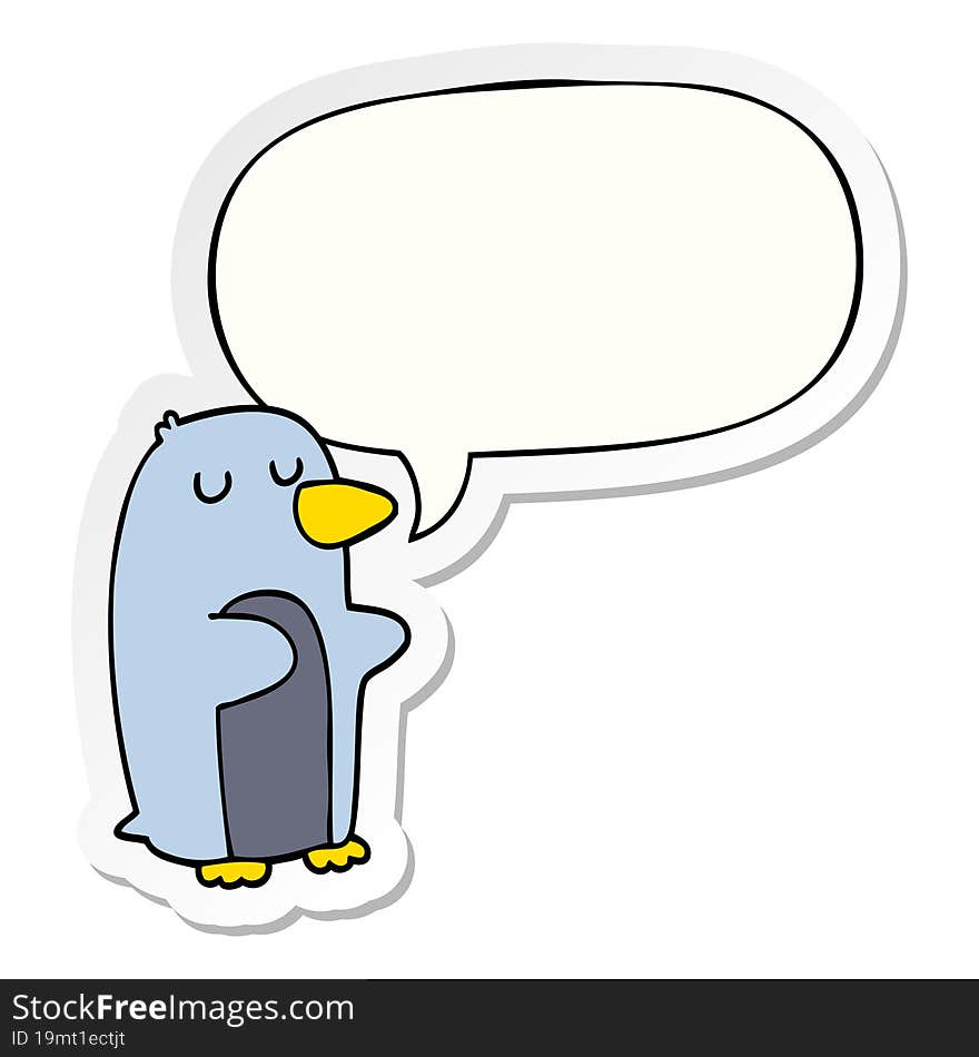 cartoon penguin and speech bubble sticker