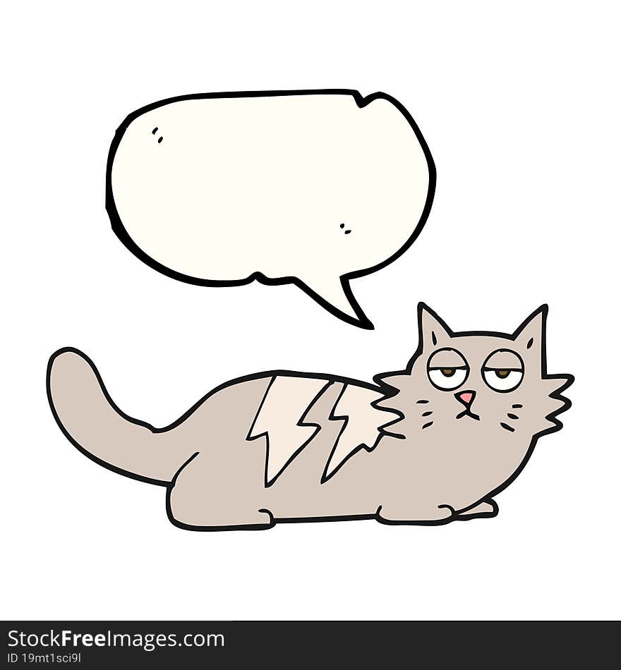 freehand drawn speech bubble cartoon cat