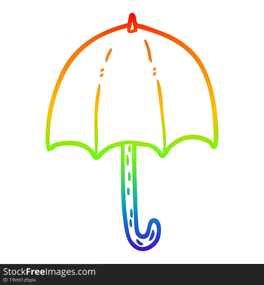 Rainbow Gradient Line Drawing Open Umbrella