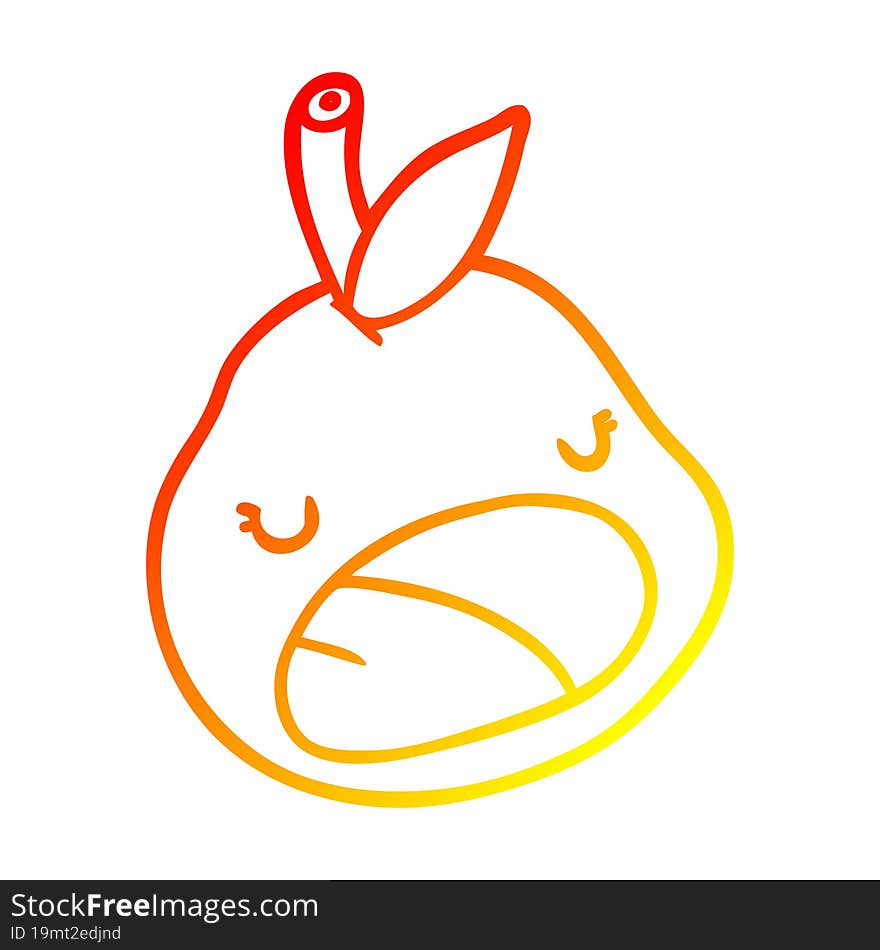 warm gradient line drawing cute pear